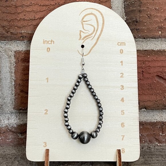 Navajo Style Pearl Teardrop Earrings - Picture 2 of 2